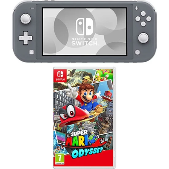 Nintendo Switch Lite Konsol Gri + Nintendo Super Mario Odyssey Switch Oyun