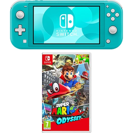 Nintendo Switch Lite Konsol Turkuaz + Nintendo Super Mario Odyssey Switch Oyun