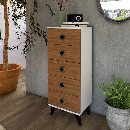 Tocco 1020 Meyra 5 Çekmeceli Komidin Şifonyer Meşe Fiyatı