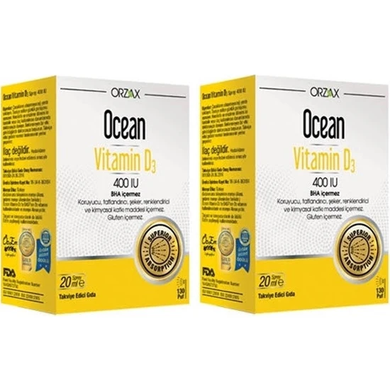 Orzax Ocean Vitamin D3 400 Iu 20 ml Sprey 2 Adet