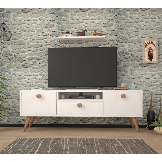Ankara Mobilya Penta Beyaz Atlantik Çam 140 cm Tv Sehpası Fiyatı