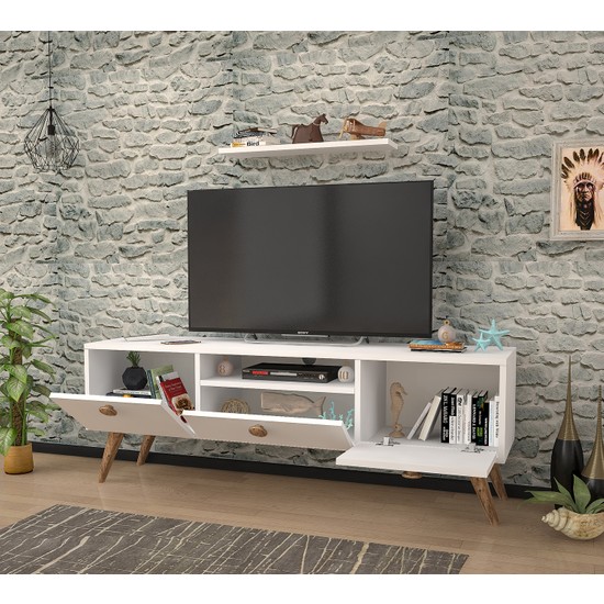 Ankara Mobilya Penta Beyaz Atlantik Çam 140 cm Tv Sehpası Fiyatı