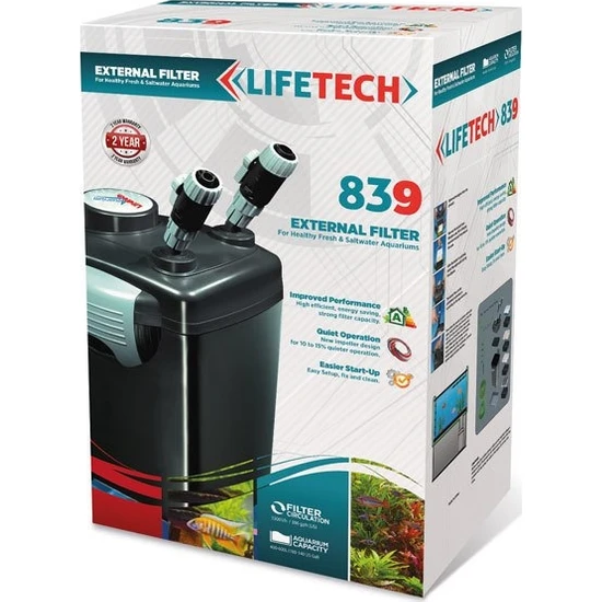 Lifetech 839 Dış Filtre 1500Lt/Saat 5 Sepetli (Dolu - Siyah Kova