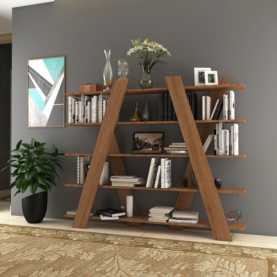 Tocco 1010 Aleyna 5 Raflı Dekoratif Meşe Kitaplık Fiyatı