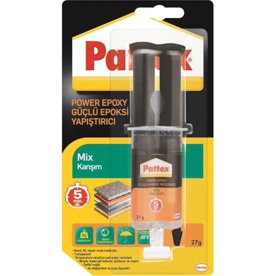 Pattex Power Epoxy Güçlü Yapıştırıcı Mix Karışım Şeffaf 27 gr