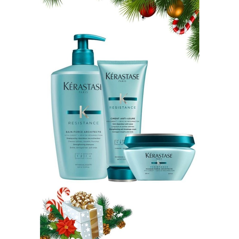 Kerastase Resistance Bain Force Architecte 1-2 500 ml + Krem 200 ml + Maske 200 ml