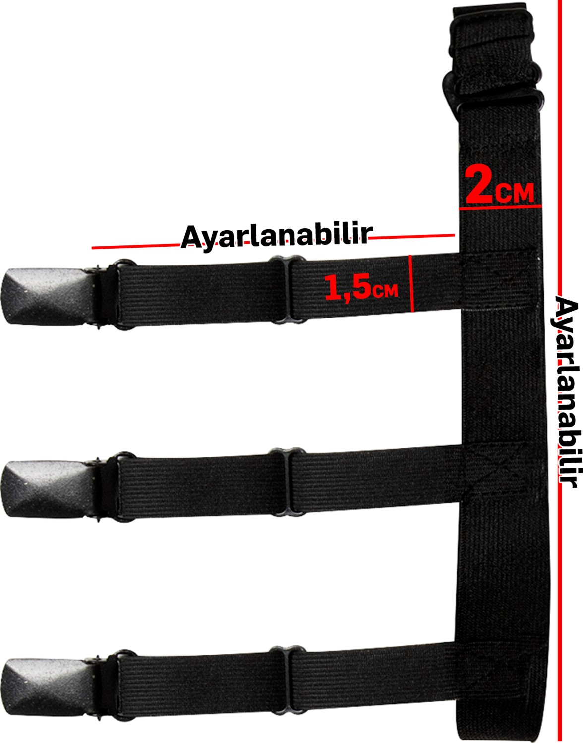 Deepsea Unisex Gömlek Tutucu Siyah Lastikli Ayarlanabilir Metal Kıskaçlarla Güçlü Tutuş görsel 2