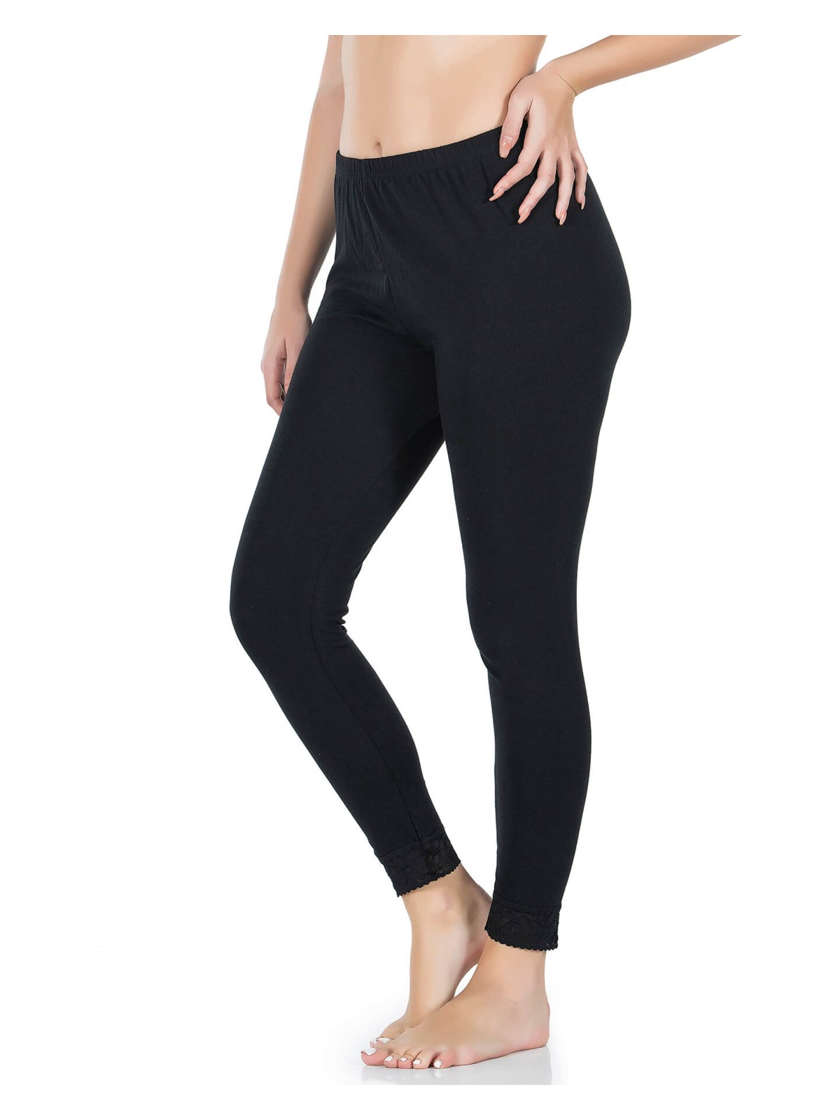 Derya Kurşun Paça Dantelli Uzun Kadın Tayt 413 - Görsel 4