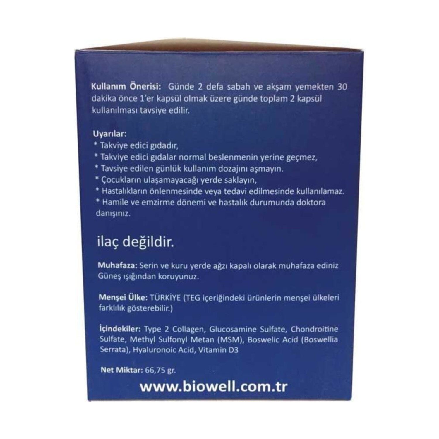 Biowell Plus Iı Glucosamine Collagen Tip 2 Kolajen 60 Kapsül Fiyatı