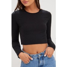 ROOT010 Kadın Crop Bluz Kaşkorse Kumaş