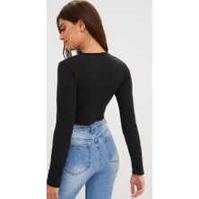 ROOT010 Kadın Crop Bluz Kaşkorse Kumaş