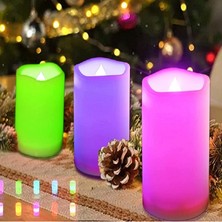 Kuzey Işıklı Romantik Mumlar LED Remote Control Electronic Candle Kumandalı Renkli Işıklı Mum 3lü Set Işıklı Mum