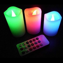 Kuzey Işıklı Romantik Mumlar LED Remote Control Electronic Candle Kumandalı Renkli Işıklı Mum 3lü Set Işıklı Mum