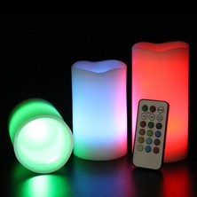 Kuzey Işıklı Romantik Mumlar LED Remote Control Electronic Candle Kumandalı Renkli Işıklı Mum 3lü Set Işıklı Mum