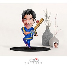Bk Gift Kişiye Özel Erkek Beyzbol Karikatürlü Ahşap Biblo-1