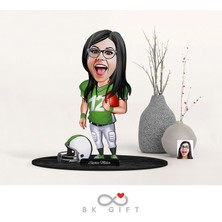 Bk Gift Kişiye Özel Kadın Amerikan Futbolcu Karikatürlü Ahşap Biblo-1