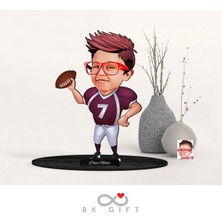 Bk Gift Kişiye Özel Çocuk Amerikan Futbolcu Karikatürlü Ahşap Biblo-1