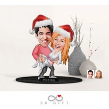 Bk Gift Kişiye Özel Yeni Yıl Sevgililer Karikatürlü Ahşap Biblo-3