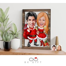 Bk Gift Kişiye Özel Yeni Yıl Sevgililer Karikatürlü 3D Ahşap Tablo-5