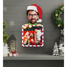 Bk Gift Kişiye Özel Yılbaşı Karikatürlü Fotoğraflı 3D Ahşap Çerçeve Tablo