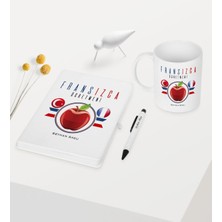 BK Kişiye Özel Fransızca Öğretmeni Temalı Beyaz Defter Kalem Kupa Seti - 3