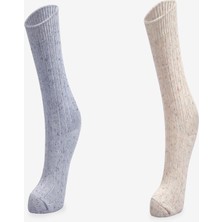 Kışlık 2 Çift Farklı Renk Bir Arada Yeniyıl Hediyesi Pamuklu Yumuşak Dokulu Kırçıllı Kadın Çorabı