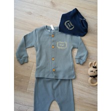 Giz Baby Isime Özel Nakışlı %100 Pamuklu Pijama Önlük Takımı