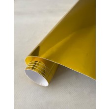 Baskı Madeni Krom Gold Varak (122 cm 1 Metre) Kendinden Yapışkanlı Folyo