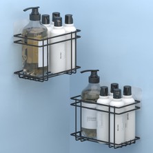 Tekno-tel Teknotel Yapışkanlı 2 Adet Banyo&Mutfak Rafı Mat Siyah St316