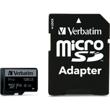 Verbatim 128GB Pro U3 Micro SDXC CLASS 10 UHS-I Hafıza Kartı (90MB/sn. - 45MB/sn.)