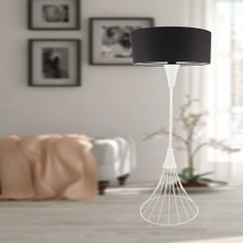 Begüsa Olde Modern Tasarımlı Beyaz-Siyah Şapkalı Lambader, Salon Ve Oturma Odası Dekoratif Aydınlatması