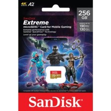 Sandisk Extreme 256GB 190/130MB/S Microsdxc A2 V30 Mobile Gaming Hafıza Kartı SDSQXAV-256G-GN6GN