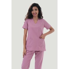 Artra Tekstil Likralı Core-Flex Scrubs Cerrahi Nöbet Takım - Pudra