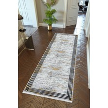 10 Post Onlineyolluk Koridor Gri Metslik Dijital Baskı Kaymaz Yuvarlak Oval Kesme Ince Yıkanabilir Halı