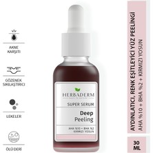 Herbaderm Süper Serum Aydınlatıcı, Renk Eşitleyici Kırmızı Peeling Aha %10 + Bha %2 + Kırmızı Yosun %91 Doğal İçerik 30 Ml