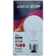 Gecem Led Ampul 9W %85 Enerji Tasarruf Beyaz Işık