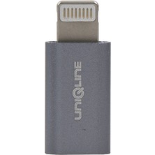 Uniqline UN-OT20 Gümüş Metal Gövde Microusb 5pin F To Lightning M Çevirici