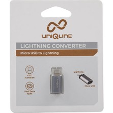 Uniqline UN-OT20 Gümüş Metal Gövde Microusb 5pin F To Lightning M Çevirici