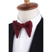 Kravatkolik Bordo Simli Büyük Damatlık Papyon P1702