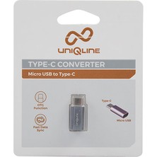 Uniqline UN-OT30 Gümüş Metal Gövde Microusb 5pin F To Type C M Çevirici