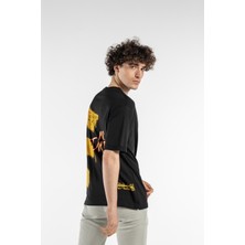Don Q Shot Erkek Yazı Baskılı Oversize Kısa Kollu Bisiklet Yaka T-Shirt