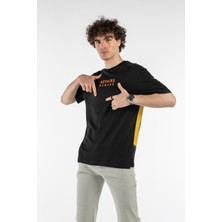 Don Q Shot Erkek Yazı Baskılı Oversize Kısa Kollu Bisiklet Yaka T-Shirt
