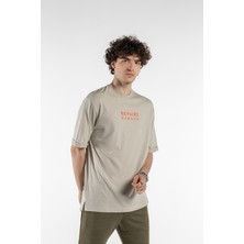Don Q Shot Erkek Yazı Baskılı Oversize Kısa Kollu Bisiklet Yaka T-Shirt
