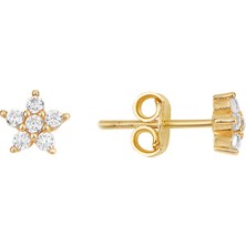 Altın Sepeti Altın Çiçek Modeli Mini Küpe