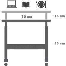 servetavcı Esil Yükseklik Ayarlı Yatay Laptop Sehpası ve Çalışma Masası - Atlantik Çam (Tekerli)
