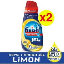 Finish Hepsi Bir Arada 2X1000   ml Konsantre Jel 'limon Bulaşık Makinesi Deterjanı