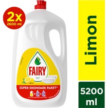 Fairy 5200 ml ( 2 x 2600 ml) 'limon Sıvı Bulaşık Deterjanı