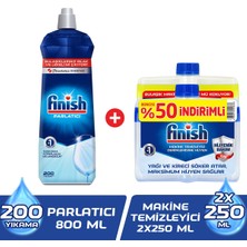 Finish Bulaşık Makinesi Parlatıcı 800  ml+ Bulaşık Makinesi Deterjanı Makine Temizleyici 2X250