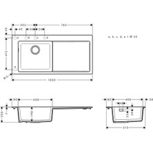 Hansgrohe S51 S5110-F450 Sağ Damlalıklı Ankastre Eviye 450