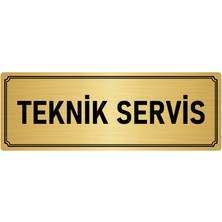 Özarslan Dizayn Metal Yönlendirme Levhası, Departman Kapı İsimliği Teknik Servis 10X20 cm Altın Renk